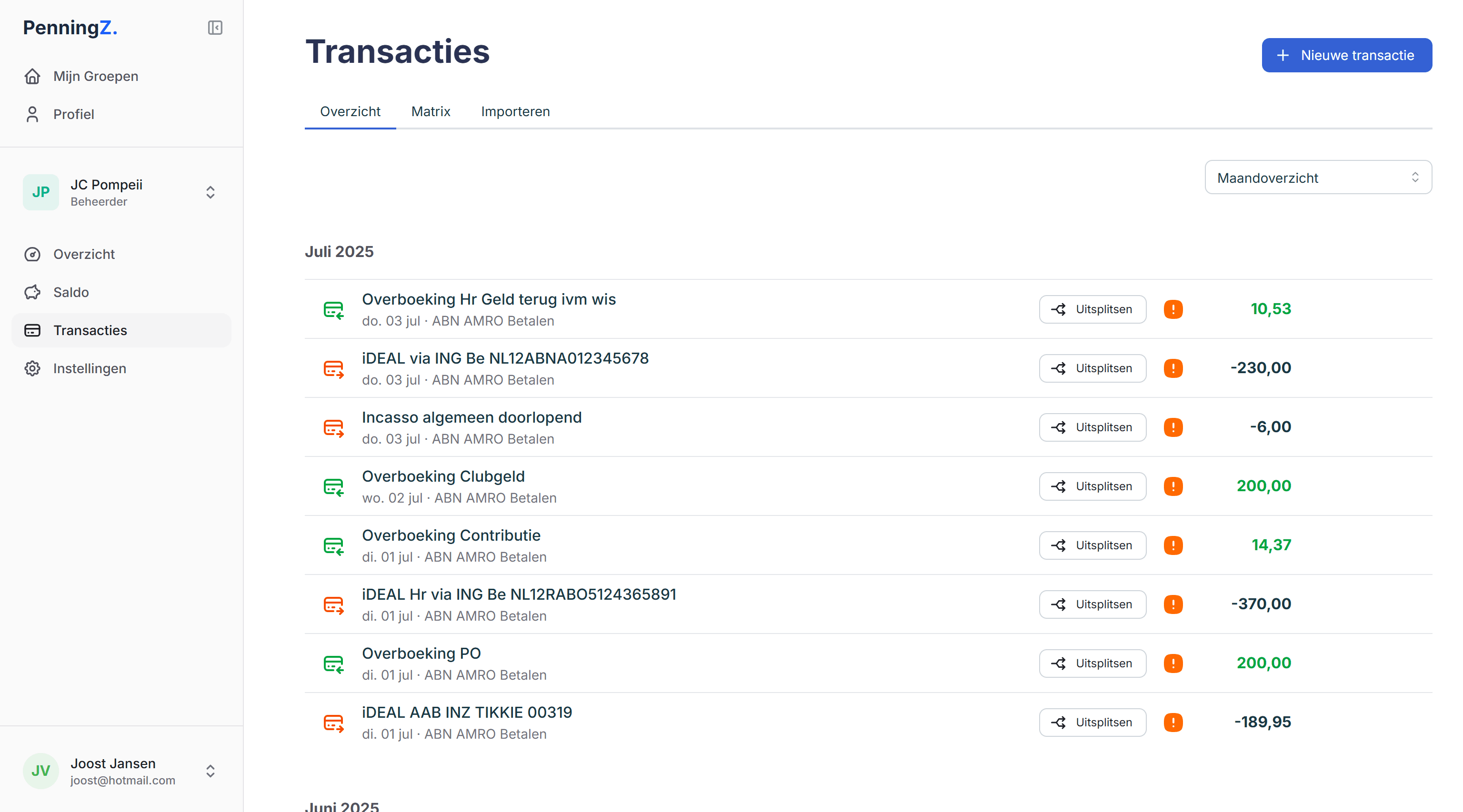 PenningZ Dashboard Preview